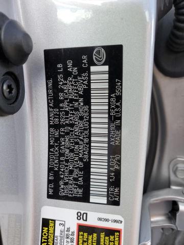 58AD21B13LU012636 - 2020 LEXUS ES 300H SILVER photo 10