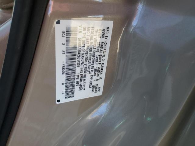 5FNRL18042B014206 - 2002 HONDA ODYSSEY EX GOLD photo 10