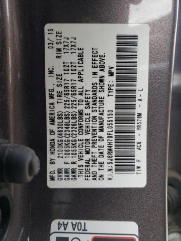 5J6RM4H79FL055150 - 2015 HONDA CR-V EXL GRAY photo 10