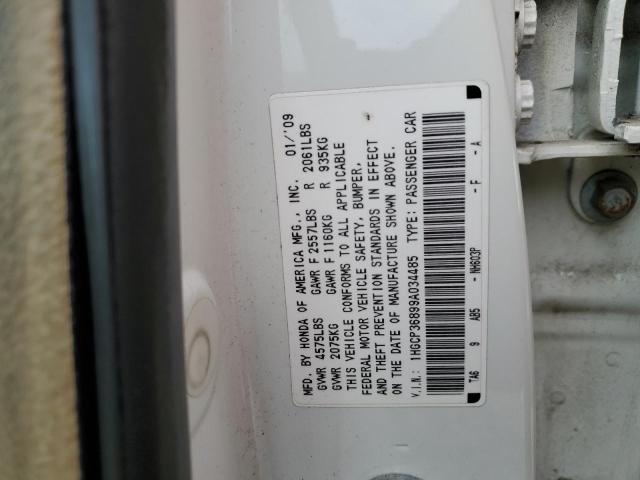 1HGCP36899A034485 - 2009 HONDA ACCORD EXL WHITE photo 10