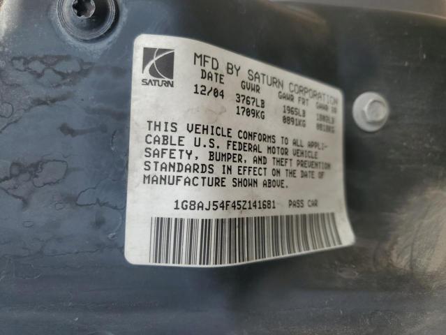 1G8AJ54F45Z141681 - 2005 SATURN ION LEVEL SILVER photo 10