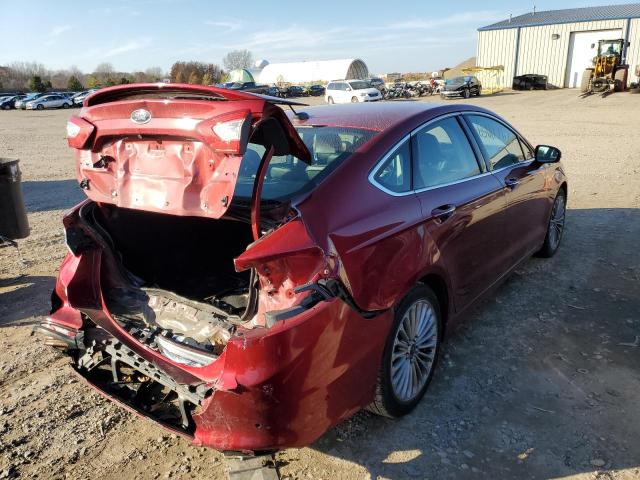 3FA6P0K97DR162396 - 2013 FORD FUSION TIT RED photo 4