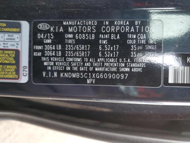 KNDMB5C1XG6090097 - 2016 KIA SEDONA LX BLACK photo 10