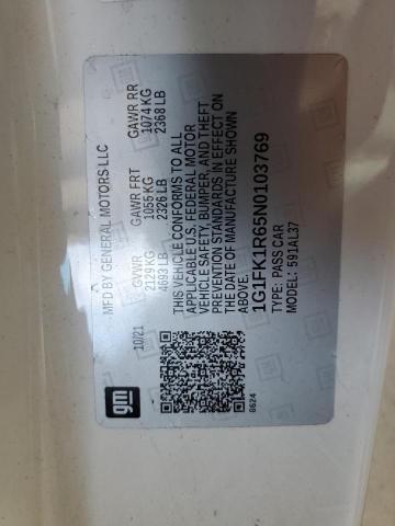 1G1FK1R65N0103769 - 2022 CHEVROLET CAMARO ZL1 白色 照片 10