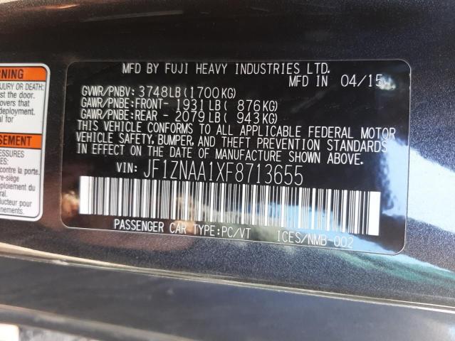 JF1ZNAA1XF8713655 - 2015 TOYOTA SCION FR-S GRAY photo 10