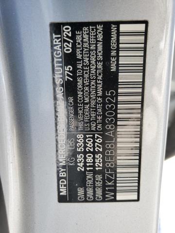 W1KZF8EB8LA830325 - 2020 MERCEDES-BENZ E 350 4MAT SILVER photo 10