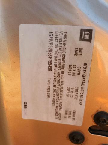 1G2WP52K53F155456 - 2003 PONTIAC GRAND PRIX ოქროსფერი ფოტო 10