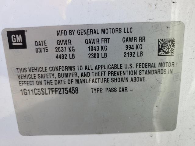 1G11C5SL7FF275458 - 2015 CHEVROLET MALIBU 1LT 白色 照片 13