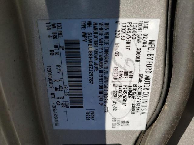 5LMEU88H04ZJ29787 - 2004 LINCOLN AVIATOR 银色 照片 10