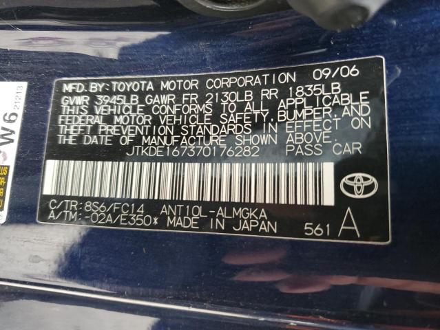 JTKDE167370176282 - 2007 TOYOTA SCION TC Mavi fotoğraf 10