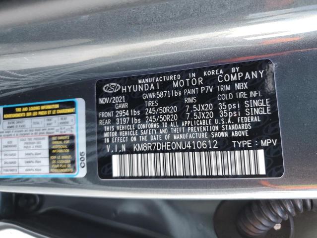 KM8R7DHE0NU410612 - 2022 HYUNDAI PALISADE C GRAY photo 10