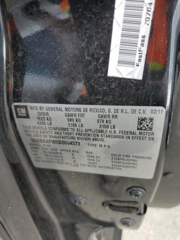 3GNBAAFW8BS604373 - 2011 CHEVROLET HHR LS BLACK photo 10