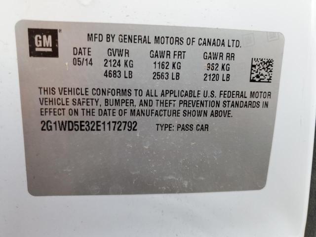 2G1WD5E32E1172792 - 2014 CHEVROLET IMPALA LIM WHITE photo 10