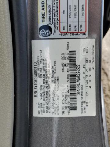 3FAHP0JA0AR226522 - 2010 FORD FUSION SEL GRAY photo 10