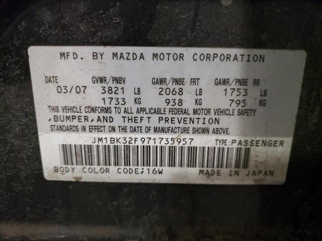 JM1BK32F971735957 - 2007 MAZDA MAZDA3 BLACK photo 10