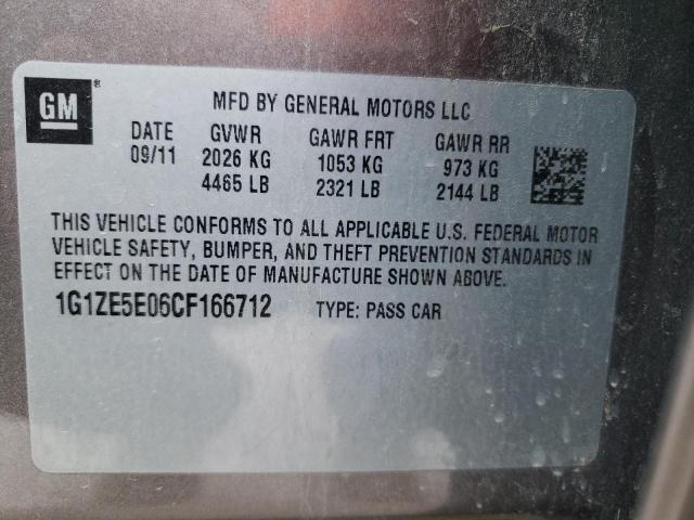 1G1ZE5E06CF166712 - 2012 CHEVROLET MALIBU LTZ ნაცრისფერი ფოტო 10