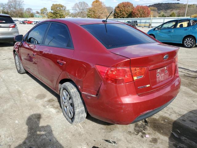 KNAFU4A25B5430051 - 2011 KIA FORTE EX RED photo 3