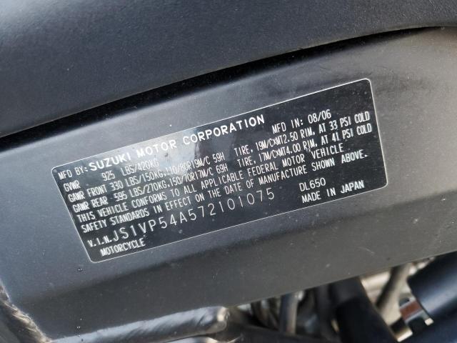 JS1VP54A572101075 - 2007 SUZUKI DL650 GRAY photo 10