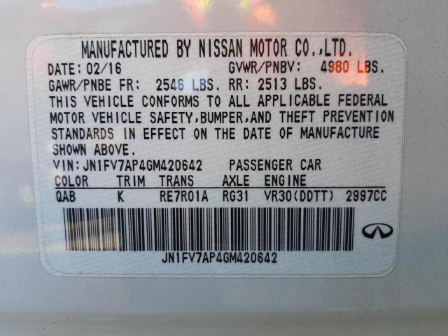 JN1FV7AP4GM420642 - 2016 INFINITI Q50 RED SP WHITE photo 12