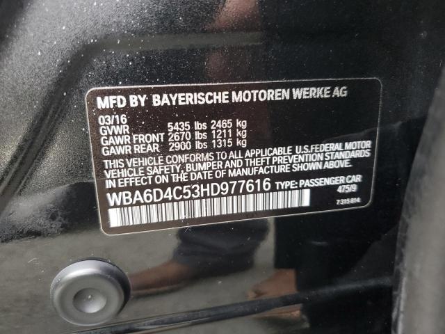 WBA6D4C53HD977616 - 2017 BMW 650 I GRAN BLACK photo 10