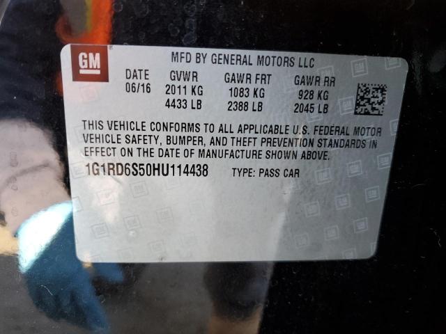 1G1RD6S50HU114438 - 2017 CHEVROLET VOLT PREMI BLACK photo 10