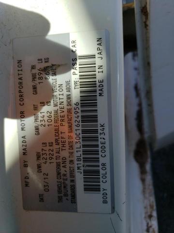 JM1BL1L30C1624956 - 2012 MAZDA SPEED 3 WHITE photo 13