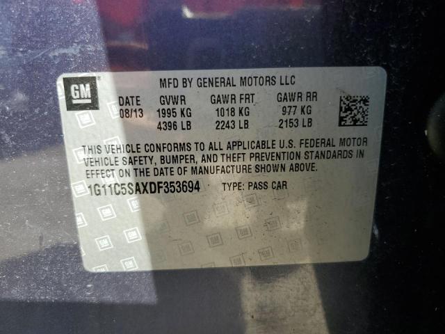 1G11C5SAXDF353694 - 2013 CHEVROLET MALIBU 1LT 蓝色 照片 10