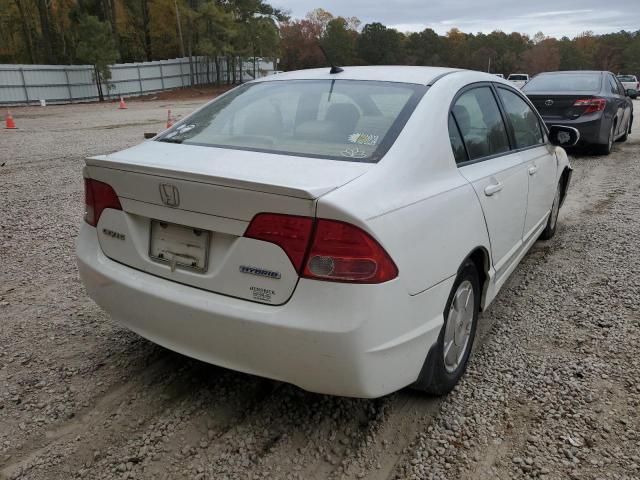 JHMFA36258S003721 - 2008 HONDA CIVIC HYBR WHITE photo 4