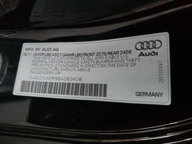 WAUVVAFR9BA083408 - 2011 AUDI S5 PRESTIG BLACK photo 10