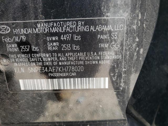 5NPE34AF7KH778020 - 2019 HYUNDAI SONATA LIM BLACK photo 10