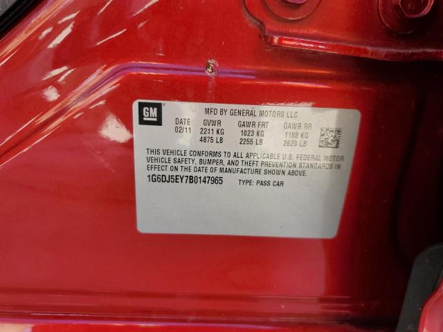 1G6DJ5EY7B0147965 - 2011 CADILLAC CTS PERFOR RED photo 10