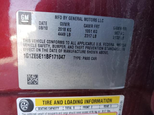 1G1ZE5E11BF171047 - 2011 CHEVROLET MALIBU LTZ წითელი ფოტო 10