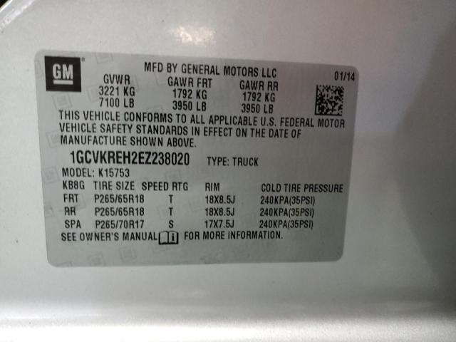 1GCVKREH2EZ238020 - 2014 CHEVROLET SILVERADO SILVER photo 10