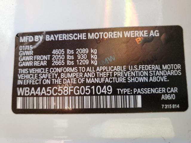 WBA4A5C58FG051049 - 2015 BMW 428 I GRAN WHITE photo 10