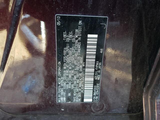 JTLZE4FE7DJ041071 - 2013 TOYOTA SCION XB 勃艮第红 照片 10