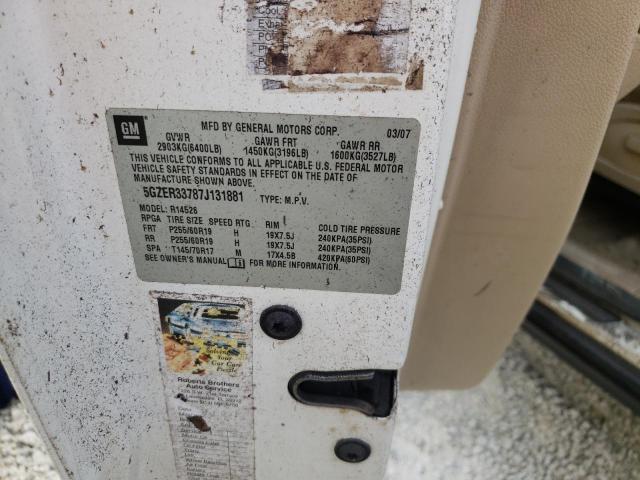 5GZER33787J131881 - 2007 SATURN OUTLOOK SP თეთრი ფოტო 12