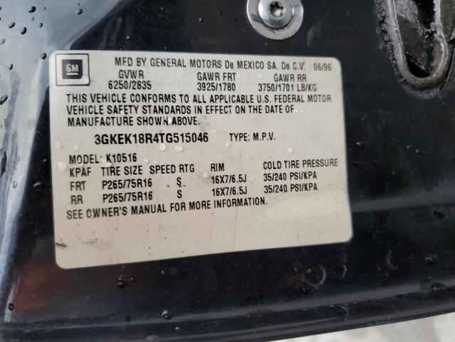 3GKEK18R4TG515046 - 1996 GMC YUKON BLACK photo 10