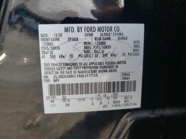 2LMDU88C18BJ11735 - 2008 LINCOLN MKX BLACK photo 10