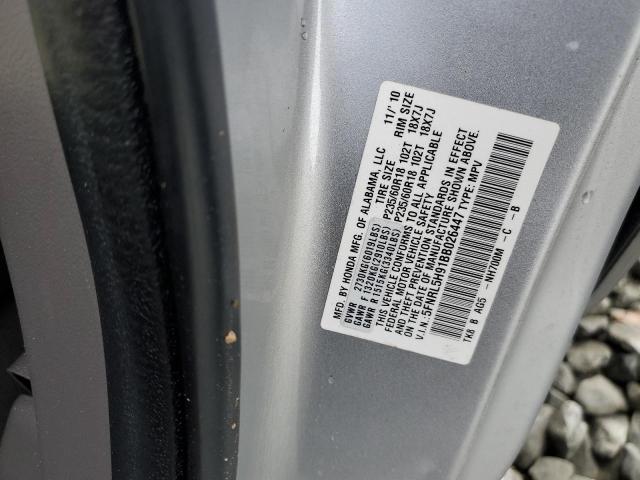 5FNRL5H91BB026447 - 2011 HONDA ODYSSEY TO SILVER photo 10