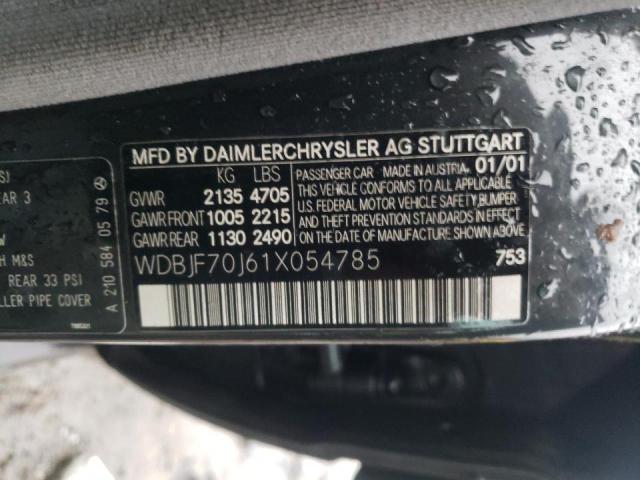 WDBJF70J61X054785 - 2001 MERCEDES-BENZ E430 GRAY photo 10