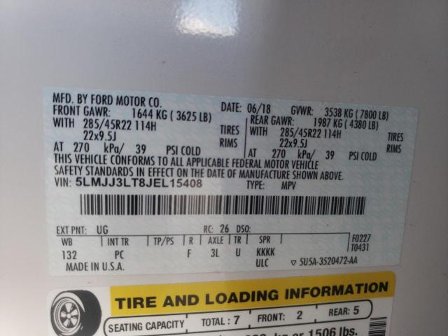 5LMJJ3LT8JEL15408 - 2018 LINCOLN NAVIGATOR 白色 照片 10