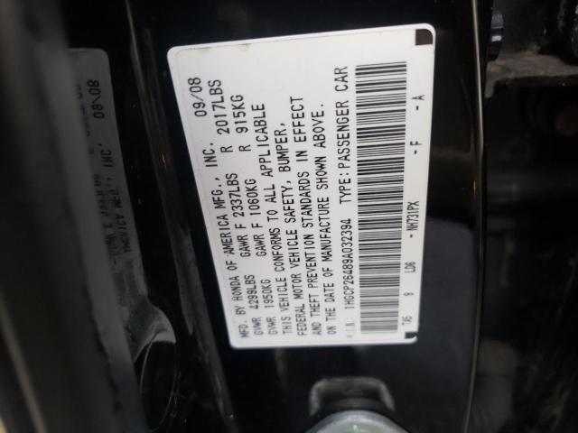 1HGCP26489A032394 - 2009 HONDA ACCORD LXP BLACK photo 10