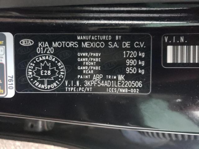 3KPF54AD1LE220506 - 2020 KIA FORTE EX BLACK photo 10