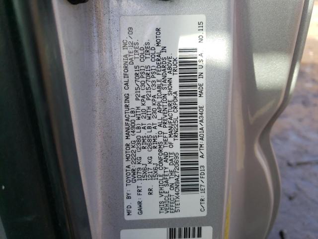5TETX4CN9AZ720695 - 2010 TOYOTA TACOMA ACCESS CAB  foto 10