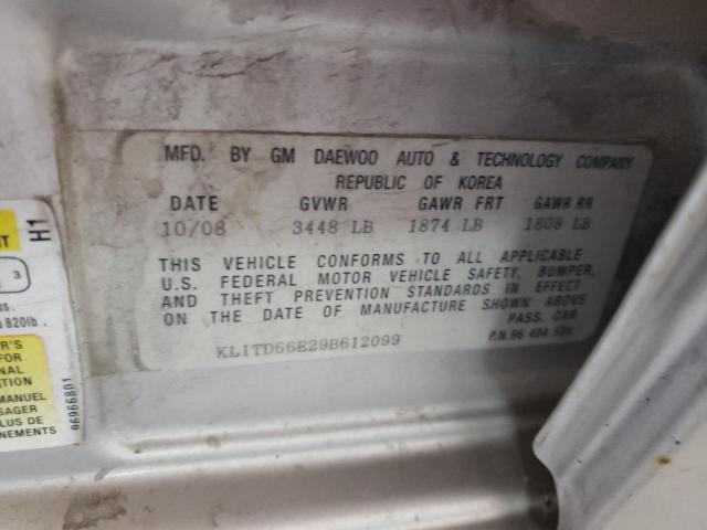 KL1TD66E29B612099 - 2009 CHEVROLET AVEO LS 银色 照片 10