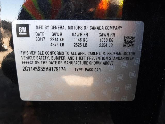 2G1145S35H9179174 - 2017 CHEVROLET IMPALA PRE შავი ფოტო 10