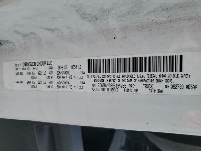 3C6TRVAG9EE105055 - 2014 RAM PROMASTER WHITE photo 10