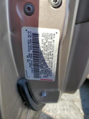 JT2BG22K510577907 - 2001 TOYOTA CAMRY CE GOLD photo 10