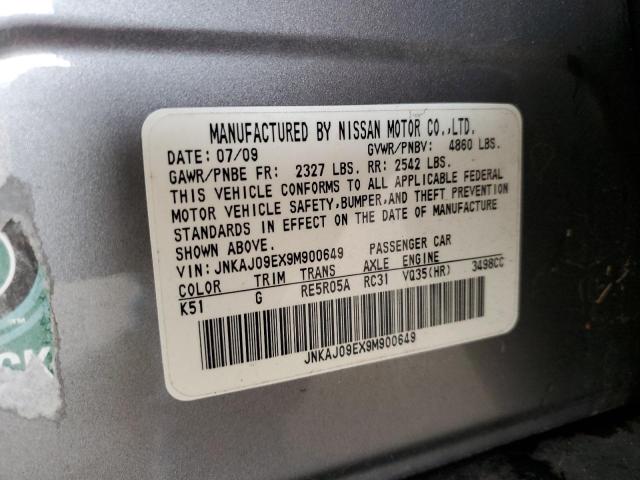 JNKAJ09EX9M900649 - 2009 INFINITI EX35 BASE SILVER photo 10