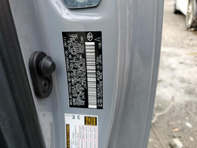 JTKJF5C74C3029604 - 2012 TOYOTA SCION TC GRAY photo 10